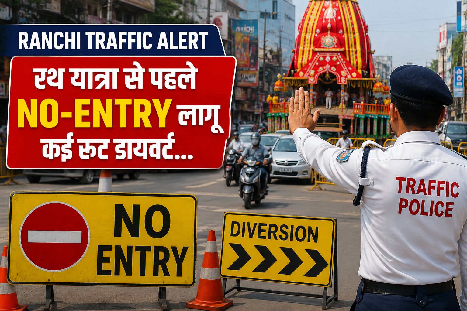 Ranchi Traffic Alert: रथ यात्रा से पहले No-Entry लागू, कई रूट डायवर्ट