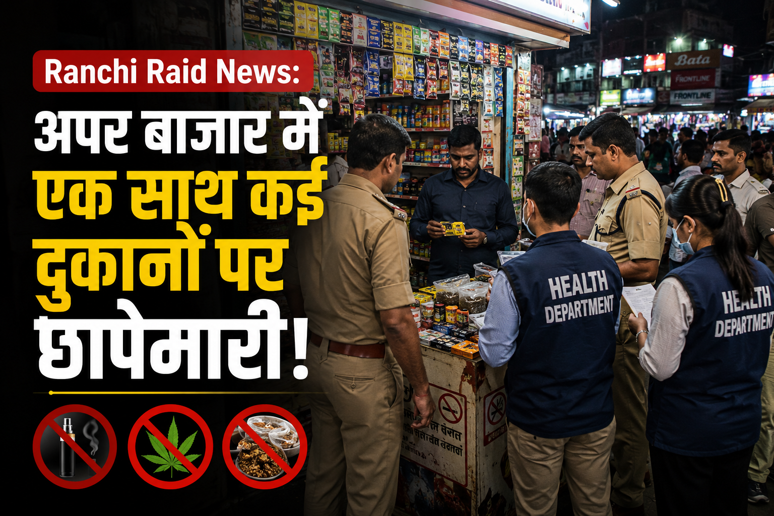 Ranchi Raid News: अपर बाजार में कई दुकानों में छापेमारी, दुकानदारों पर हुई कार्रवाई