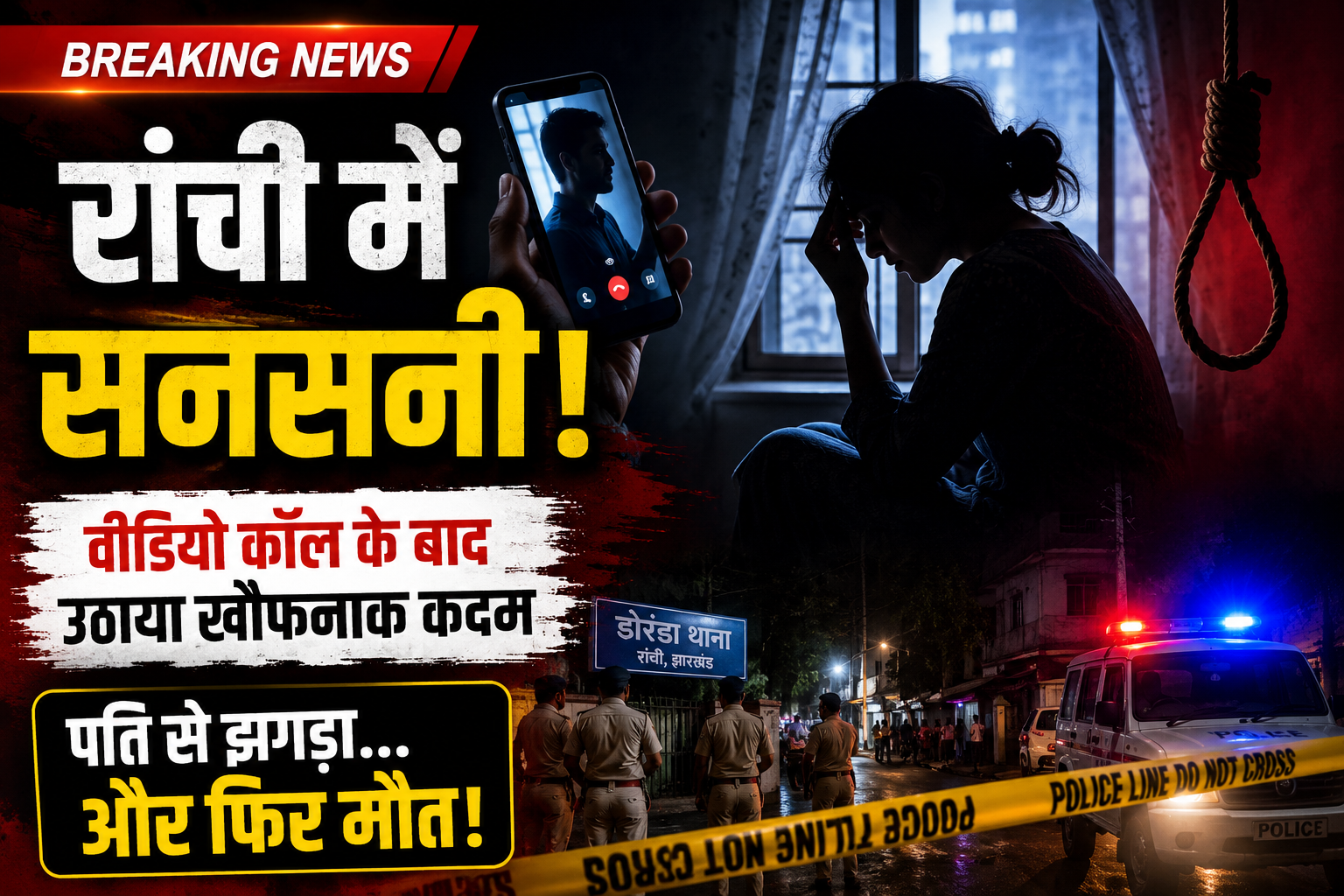 Ranchi Crime News: पति से फोन पर झगड़ा पड़ा भारी? कुछ मिनटों बाद महिला ने दे दी जान